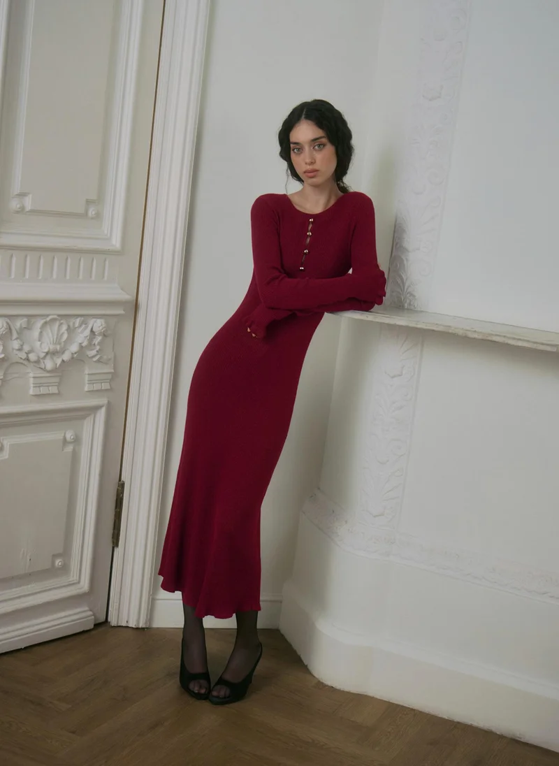 Lichi  Viscose midi dress with a metallic sheen for Women | Best Price UAE